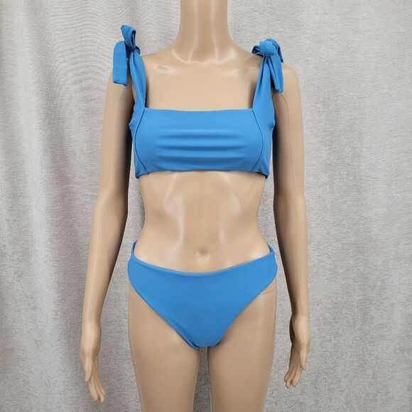Revolve X Tularosa Tiff Top in Blue and Matching Bottoms Bikini Swimsuit Set - Picture 2 of 10